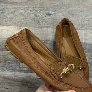 Coach Brown Moccasins with Gold Details